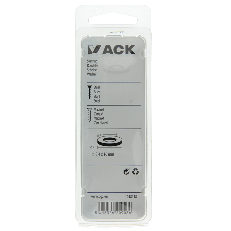 Mack 1018118 - rondelle acier galvanisé 100 pcs 8,4 x 16 mm | 5 pièces