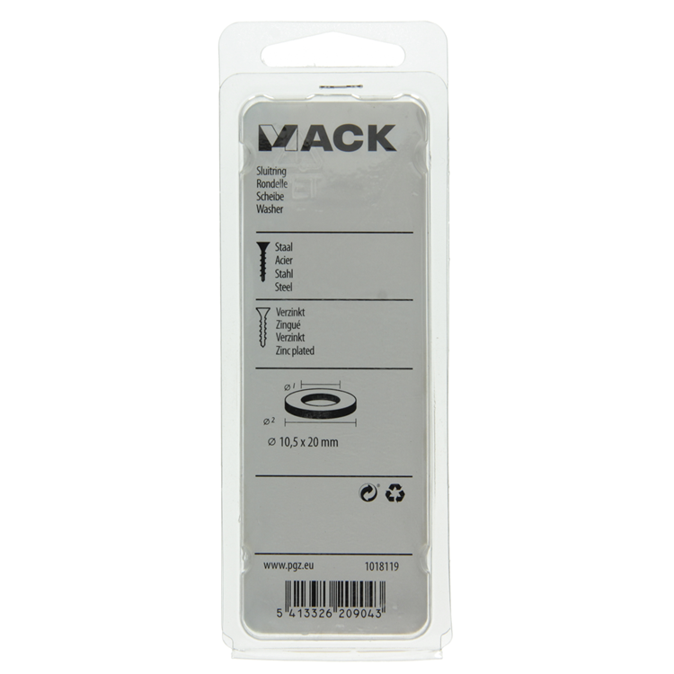Mack 1018119 - rondelle acier galvanisé 50 pcs 10,5 x 20 mm | 5 pièces