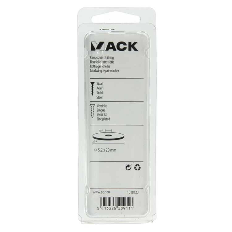 Mack 1018123 - rondelle de corps galvanisée 80 pcs 5,2 x 20 mm | 5 pièces
