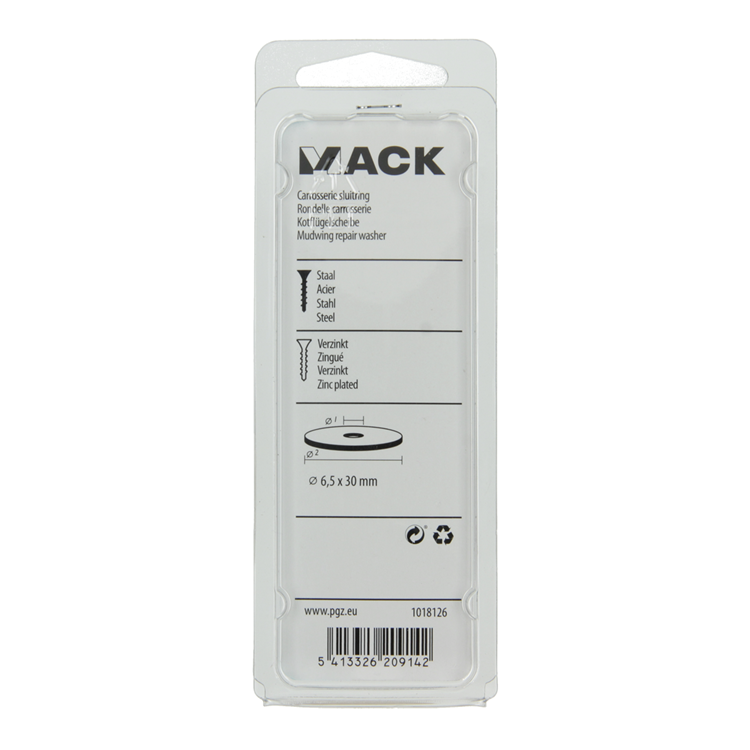 Mack 1018126 - rondelle de carrosserie galvanisée40 pcs 6,5 x 30 mm | 5 pièces