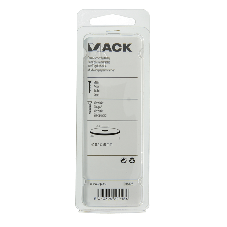 Mack 1018128 - rondelle de carrosserie galvanisée40 pcs 8,4 x 30 mm | 5 pièces