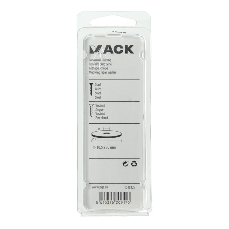 Mack 1018129 - rondelle de carrosserie galvanisée40 pcs 10,5 x 30 mm | 5 pièces