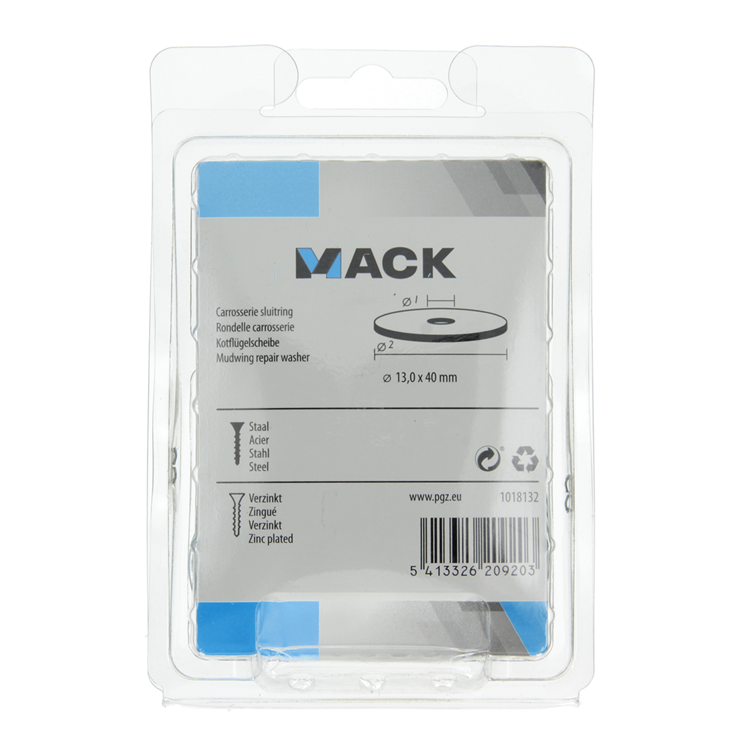 Mack 1018132 - rondelle de corps galvanisée20 pcs 13,0 x 40 mm | 5 pièces