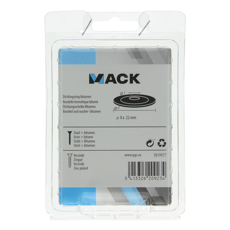 Mack 1019977 - bague d'étanchéité bitume galvanisé 60 pièces 8 x 22 mm | 5 pièces