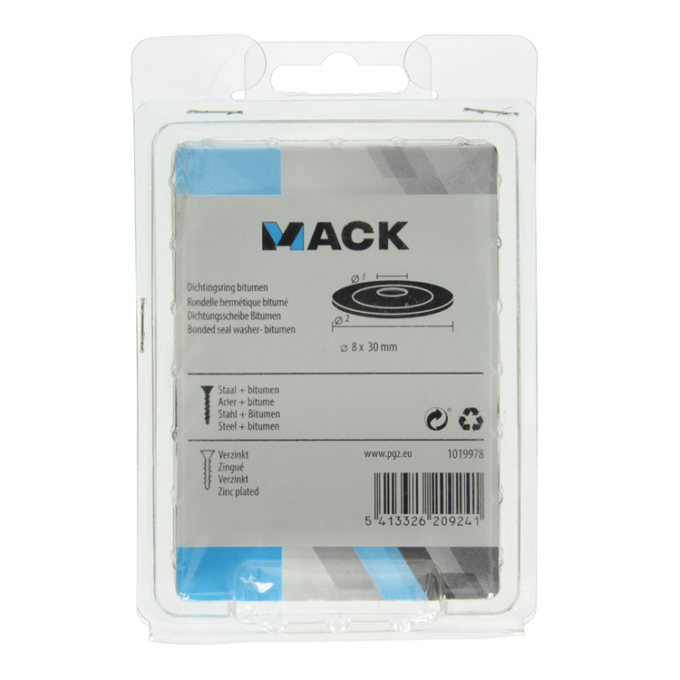 Mack 1019978 - bague d'étanchéité bitume galvanisé30 pcs 8 x 30 mm | 5 pièces