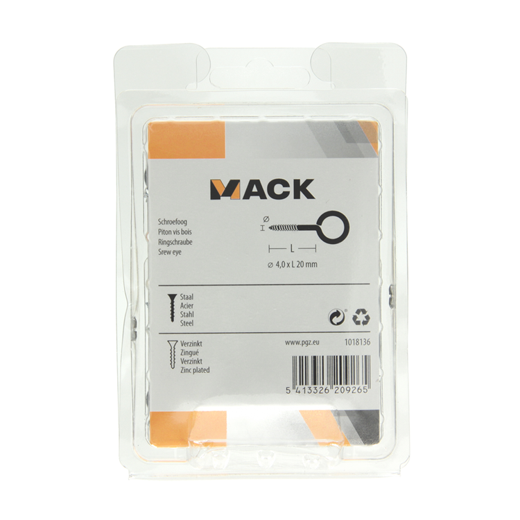 Mack 1018136 - oeil à vis en acier galvanisé 40pcs 4,0 x 20 mm | 5 pièces