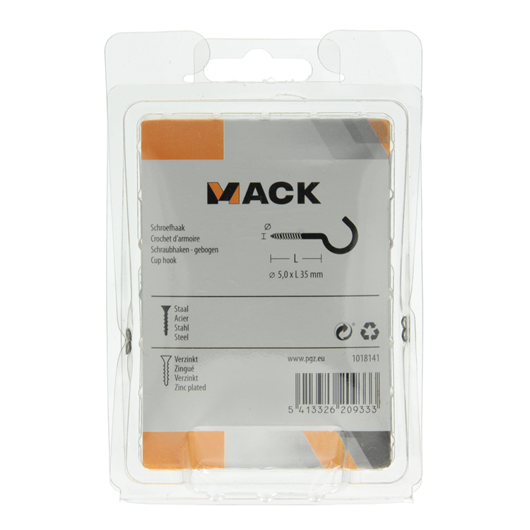 Mack 1018141 - crochet à vis en acier galvanisé 15 pièces 5,0 x 35 mm | 5 pièces