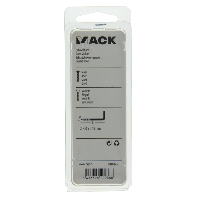 Mack 1018145 - vis à pouce en acier galvanisé 26 pcs 4,0 x 45 mm | 5 pièces