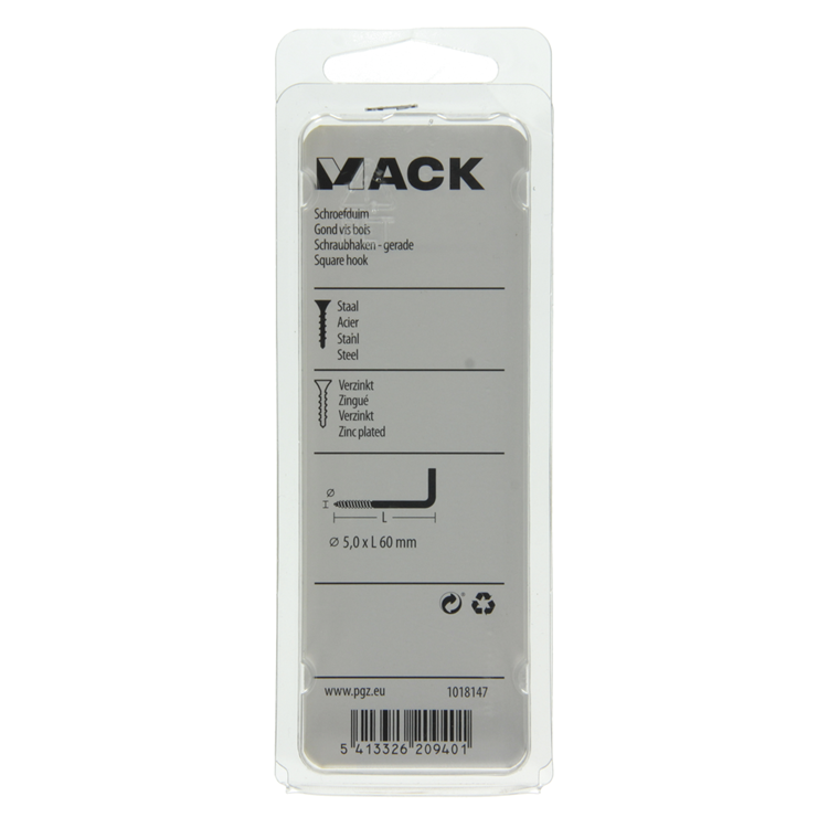 Mack 1018147 - vis à pouce en acier galvanisé 14 pcs 5,0 x 60 mm | 5 pièces