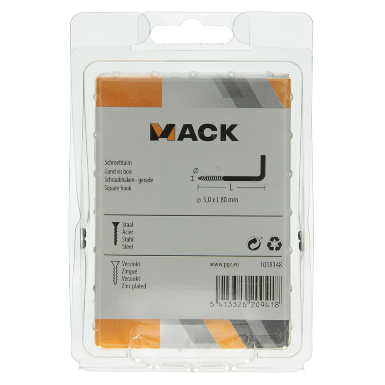 Mack 1018148 - vis à pouce en acier galvanisé 12 pcs 5,0 x 80 mm | 5 pièces