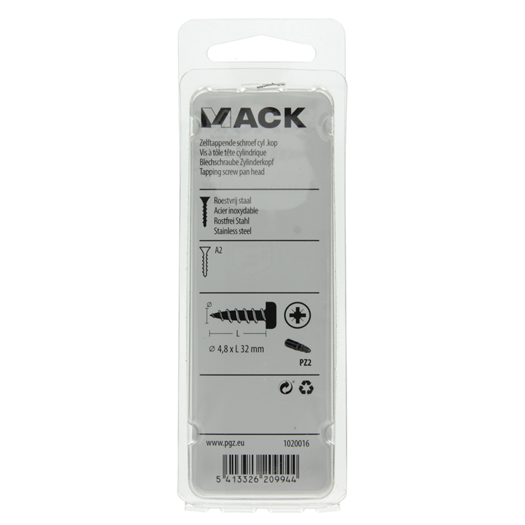 Mack 1020016 - vis autotaraudeuse culasse a2 20 pcs 4,8 x 32 mm | 5 pièces