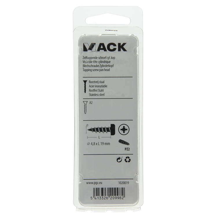 Mack 1020019 - vis autotaraudeuse culasse a2 30 pcs 4,8 x 19 mm | 5 pièces