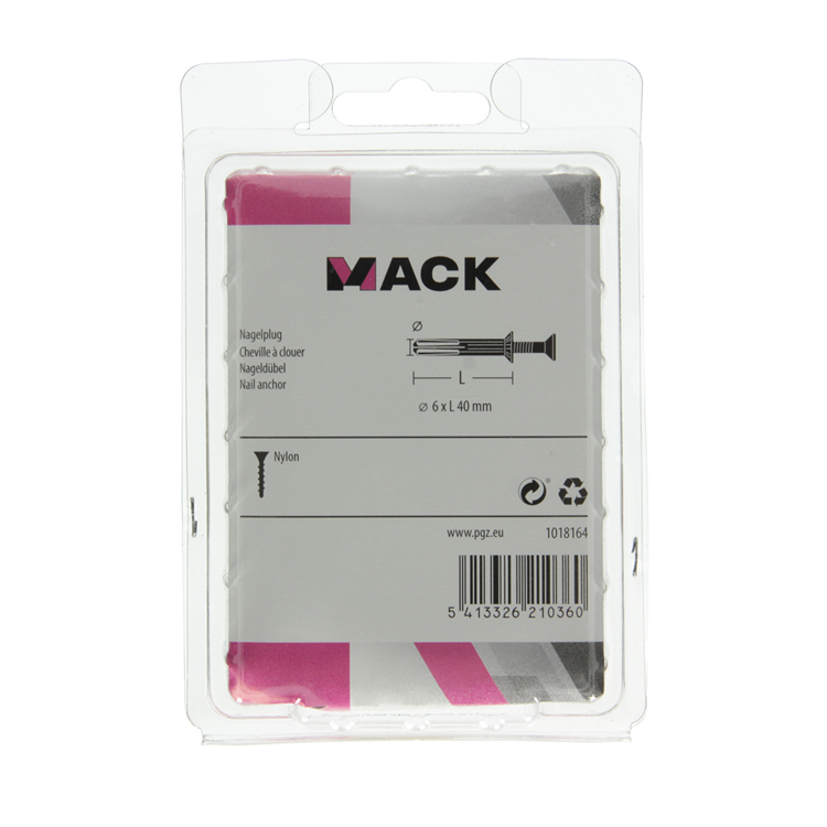 Mack 1018164 - bouchon à clous en nylon polyamide 38 pièces 6 x 40 mm | 3 pièces