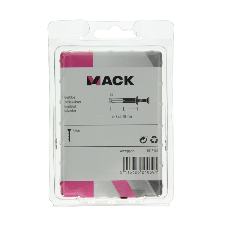Mack 1018167 - bouchon à clous en nylon polyamide 25 pièces 8 x 60 mm | 3 pièces