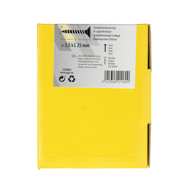 Mack 1020083 - vis pour panneaux d'aggloméré avec tête jaune avec 200 pièces 3,5 x 25 mm | 5 pièces
