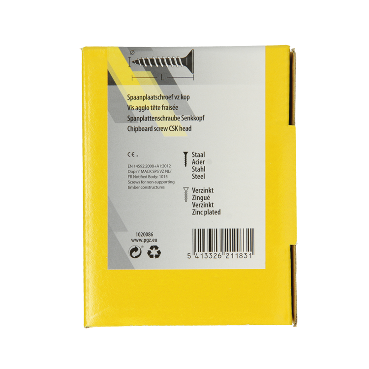 Mack 1020086 - vis pour panneaux d'aggloméré avec tête jaune vz 200 pcs 3,5 x 40 mm | 5 pièces