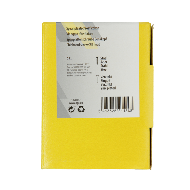 Mack 1020087 - vis pour panneaux d'aggloméré avec tête jaune vz 200 pcs 3,5 x 45 mm | 5 pièces