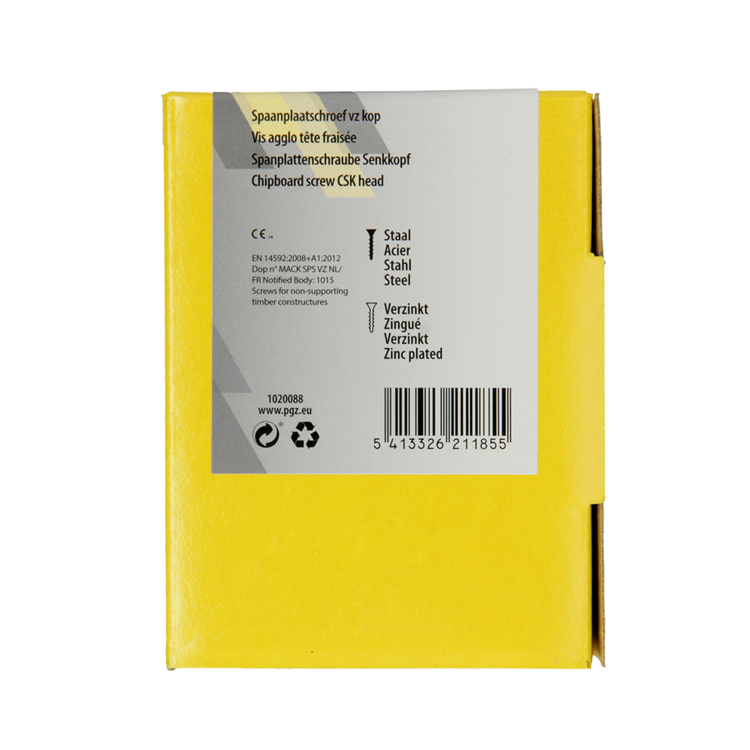 Mack 1020088 - vis pour panneaux d'aggloméré avec tête jaune avec 200 pièces 3,5 x 50 mm | 5 pièces