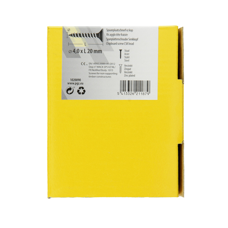 Mack 1020090 - vis pour panneaux d'aggloméré avec tête jaune avec 200 pièces 4,0 x 20 mm | 5 pièces