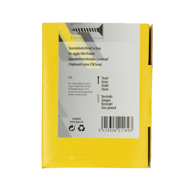 Mack 1020092 - vis pour panneaux d'aggloméré avec tête jaune avec 200 pièces 4,0 x 30 mm | 5 pièces