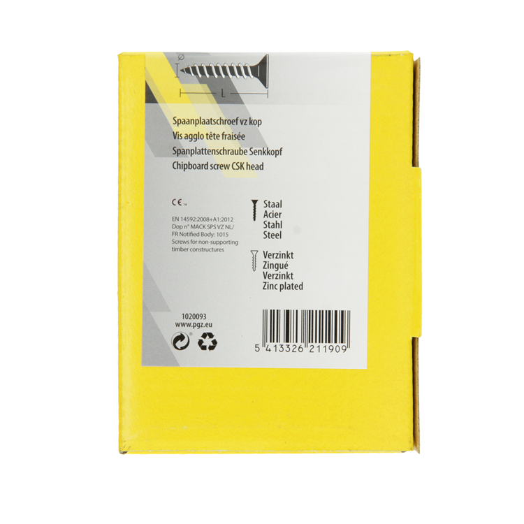 Mack 1020093 - vis pour panneaux d'aggloméré avec tête jaune vz 200 pcs 4,0 x 35 mm | 5 pièces