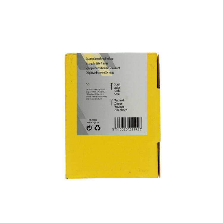 Mack 1020095 - vis pour panneaux d'aggloméré avec tête jaune avec 200 pièces 4,0 x 45 mm | 5 pièces