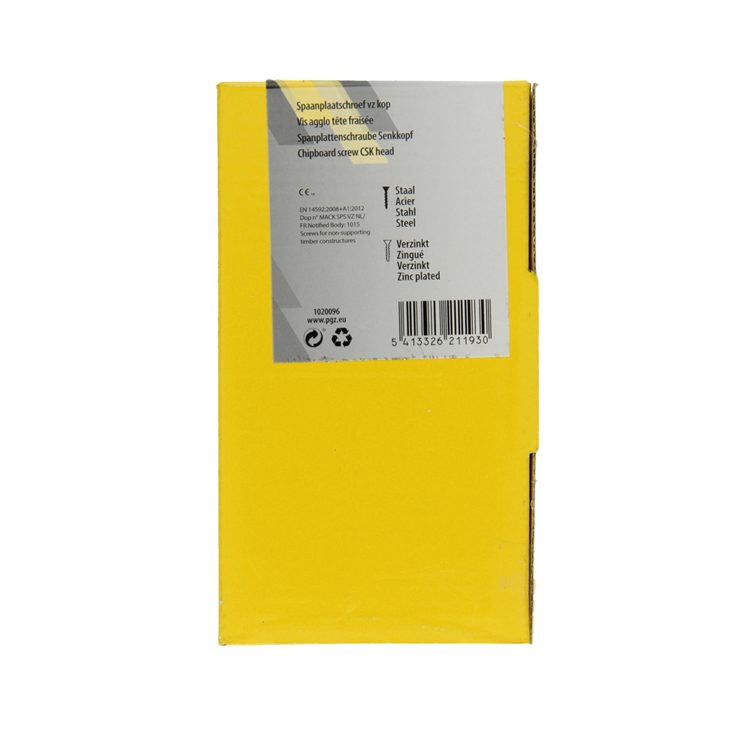 Mack 1020096 - vis pour panneaux d'aggloméré avec tête jaune vz 200 pcs 4,0 x 50 mm | 3 pièces