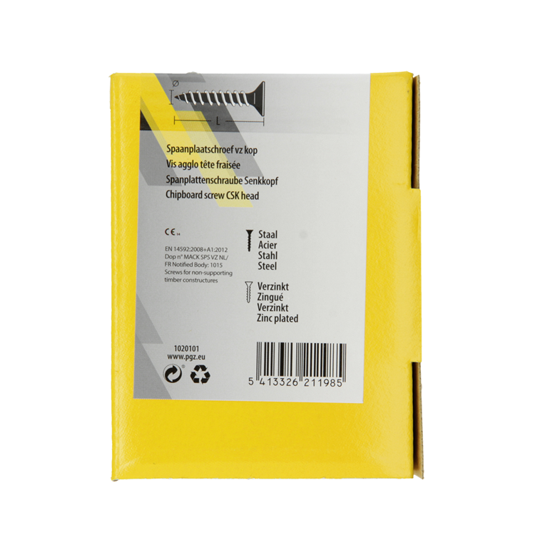 Mack 1020101 - vis pour panneaux d'aggloméré avec tête jaune avec 200 pièces 4,5 x 25 mm | 5 pièces