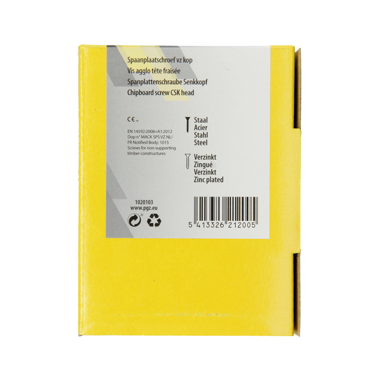 Mack 1020103 - vis pour panneaux d'aggloméré avec tête jaune avec 200 pièces 4,5 x 35 mm | 5 pièces