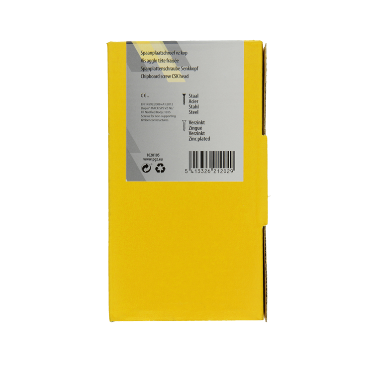 Mack 1020105 - vis pour panneaux d'aggloméré avec tête jaune avec 200 pièces 4,5 x 45 mm | 3 pièces