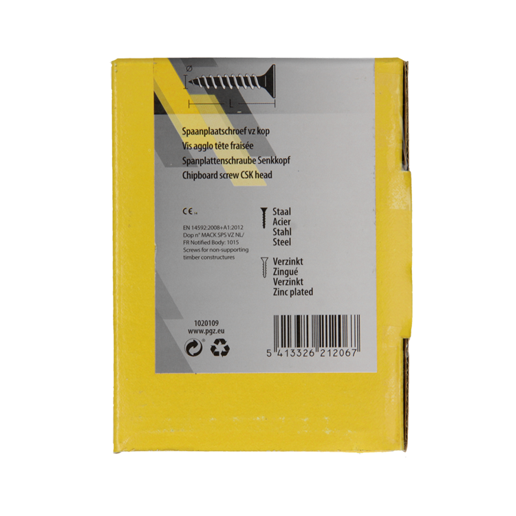 Mack 1020109 - vis pour panneaux d'aggloméré tête VZ jaune VZ 200 pcs 5,0 x 20 mm | 5 pièces