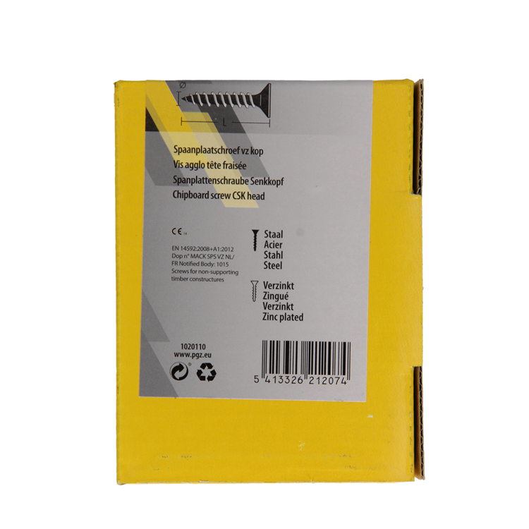 Mack 1020110 - vis pour panneaux d'aggloméré avec tête jaune avec 200 pièces 5,0 x 25 mm | 5 pièces