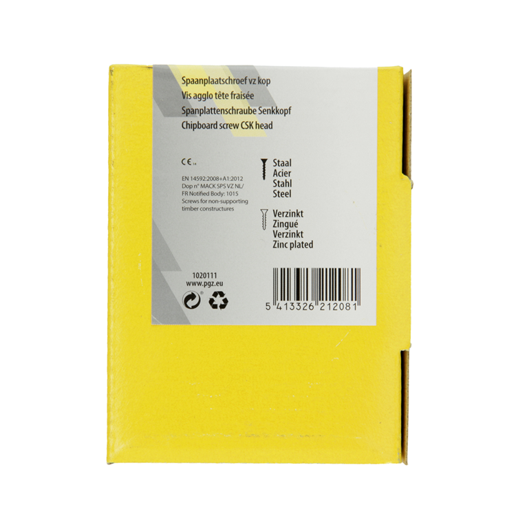 Mack 1020111 - vis pour panneaux d'aggloméré avec tête jaune avec 200 pièces 5,0 x 30 mm | 5 pièces