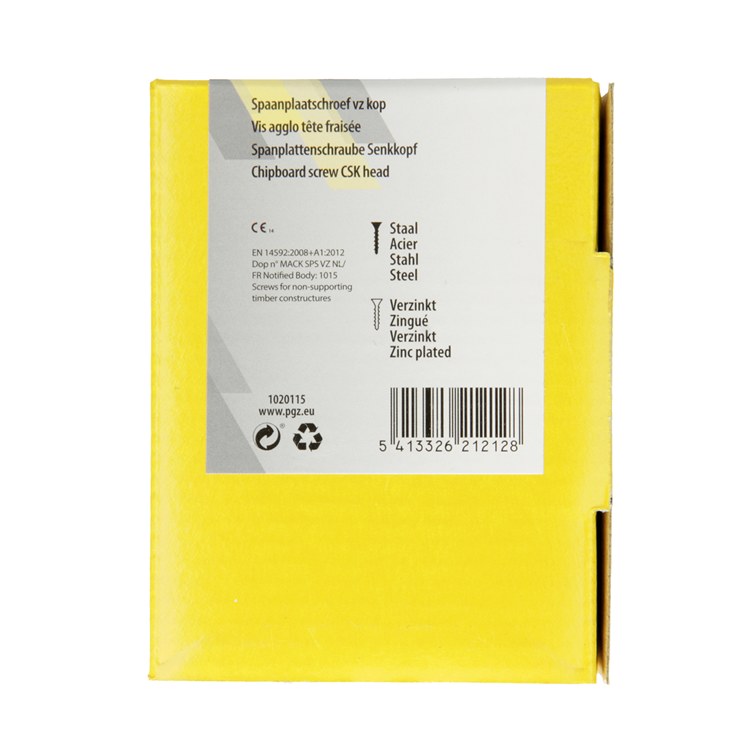 Mack 1020115 - vis pour panneaux d'aggloméré avec tête jaune avec 100 pièces 5,0 x 50 mm | 5 pièces
