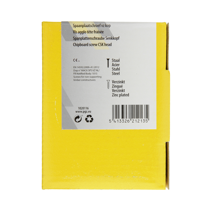 Mack 1020116 - vis pour panneaux d'aggloméré avec tête jaune vz 100 pcs 5,0 x 60 mm | 5 pièces