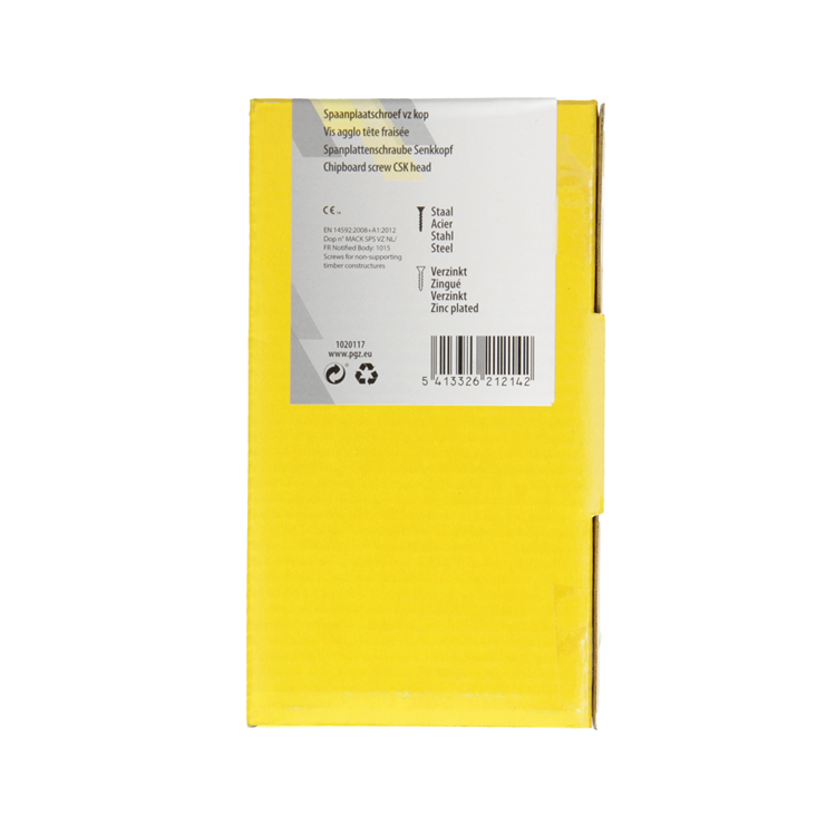 Mack 1020117 - vis pour panneaux d'aggloméré avec tête jaune vz 100 pcs 5,0 x 70 mm | 3 pièces