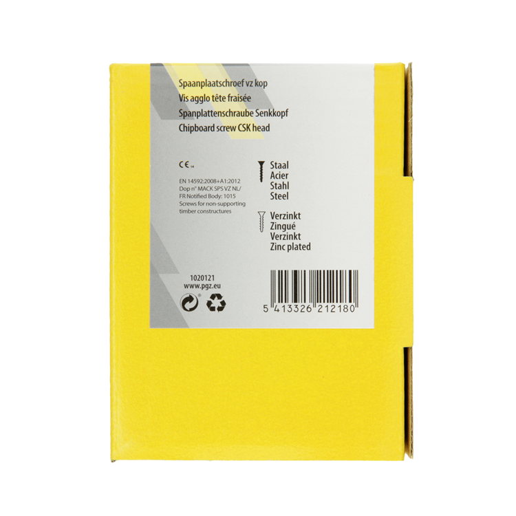 Mack 1020121 - vis pour panneaux d'aggloméré avec tête jaune avec 100 pièces 6,0 x 40 mm | 5 pièces