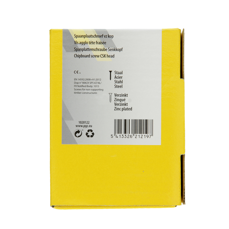 Mack 1020122 - vis pour panneaux d'aggloméré avec tête jaune avec 100 pièces 6,0 x 50 mm | 5 pièces