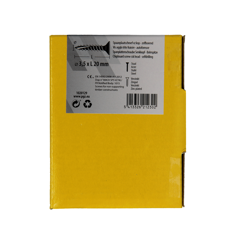 Mack 1020129 - vis pour panneaux d'aggloméré vz kp-autotaraudeusegvz 200pcs 3,5 x 20 mm | 5 pièces
