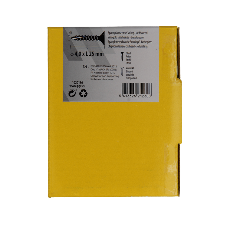 Mack 1020136 - vis pour panneaux d'aggloméré vz kp-autotaraudeusegvz 200pcs 4,0 x 25 mm | 5 pièces