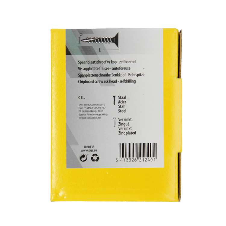 Mack 1020138 - vis pour panneaux d'aggloméré vz kp-autotaraudeusegvz 200pcs 4,0 x 35 mm | 5 pièces