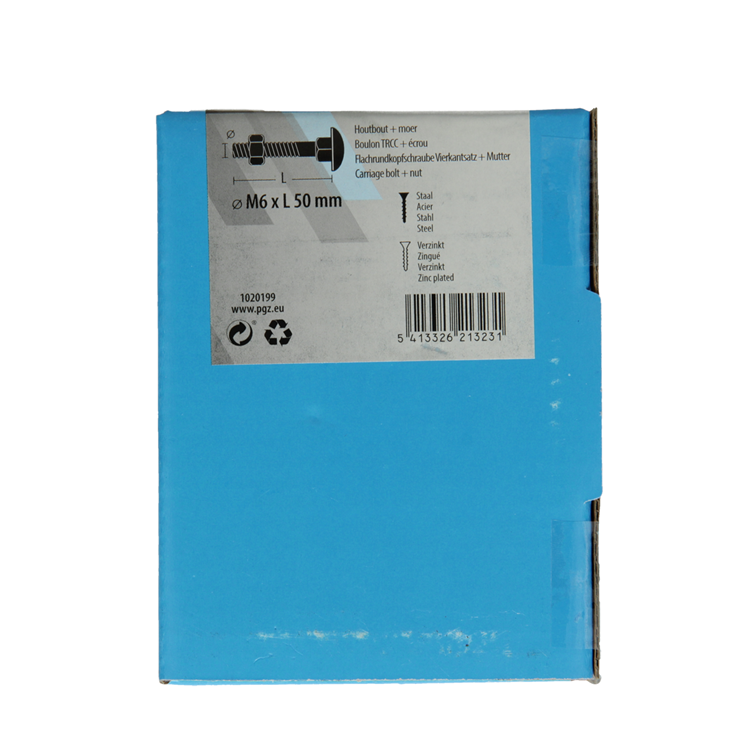 Mack 1020199 - boulon à bois + écrou galvanisé 26 stm6 x 50 mm | 5 pièces