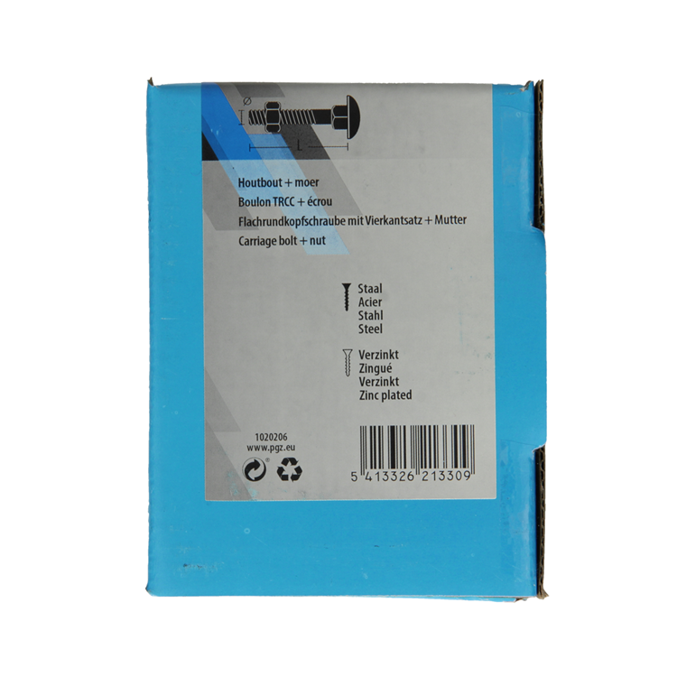 Mack 1020206 - boulon à bois + écrou galvanisé 20 stm8 x 50 mm | 5 pièces
