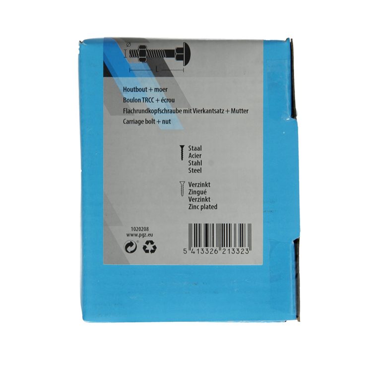 Mack 1020208 - boulon à bois + écrou galvanisé 16 stm8 x 70 mm | 5 pièces