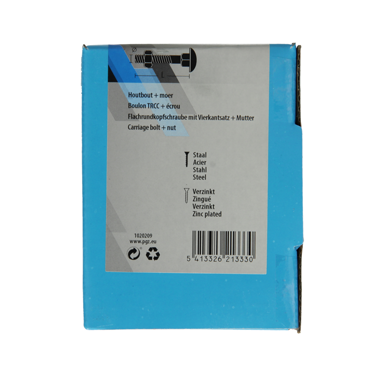 Mack 1020209 - boulon à bois + écrou galvanisé 14 stm8 x 80 mm | 5 pièces