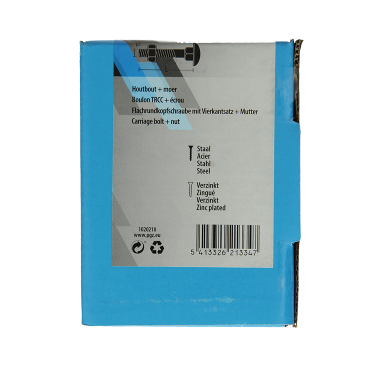 Mack 1020210 - boulon à bois + écrou galvanisé 12 stm8 x 100 mm | 5 pièces