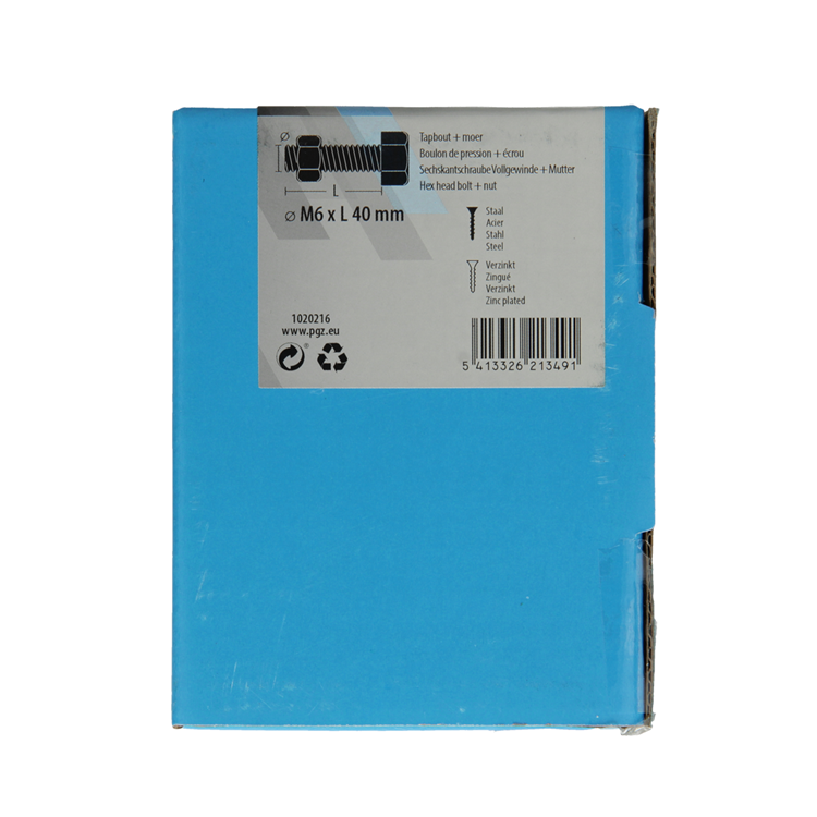 Mack 1020216 - boulon de robinet + écrou galvanisé 30 pcs m6 x 40 mm | 5 pièces
