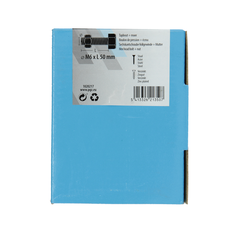 Mack 1020217 - boulon de robinet + écrou galvanisé 26 pcs m6 x 50 mm | 5 pièces