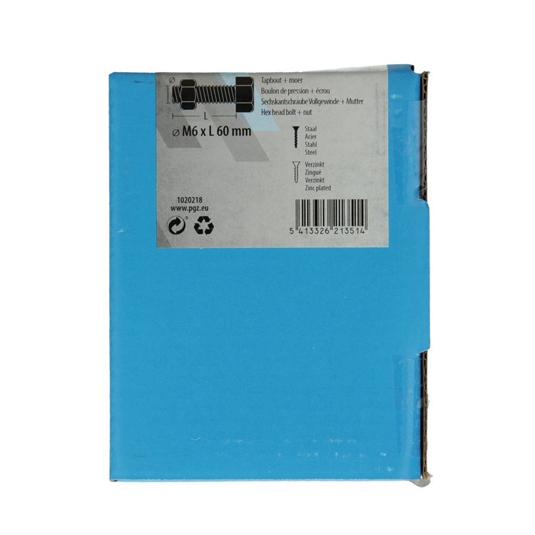 Mack 1020218 - boulon de robinet + écrou galvanisé 24 pcs m6 x 60 mm | 5 pièces