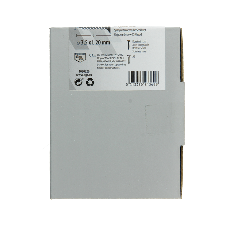 Mack 1020226 - vis pour panneaux d'aggloméré tête VZ acier inoxydable a2 200 pcs 3,5 x 20 mm | 2 pièces
